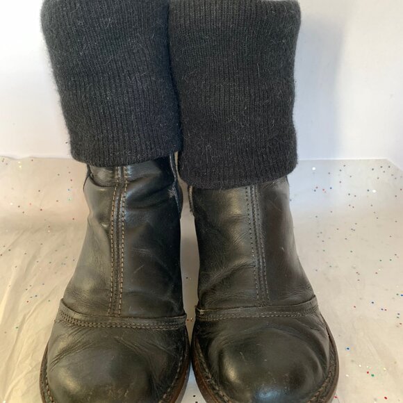 The Art Company Black Leather y2k Chunky Wool Sock Boot Molded Heel 40 Bohemian - Picture 8 of 16